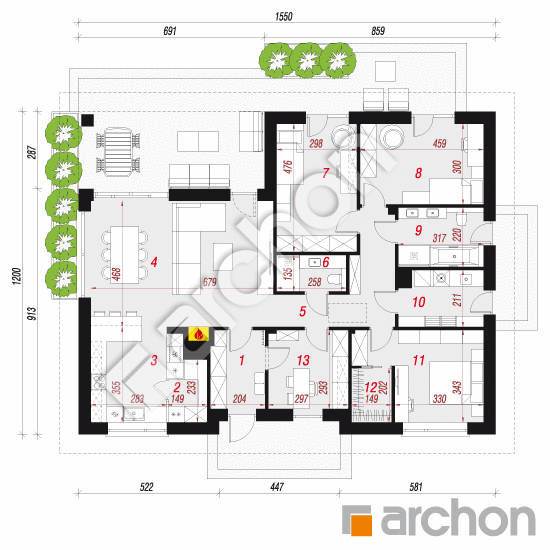 gotowy projekt Dom w litodorach rzut parteru