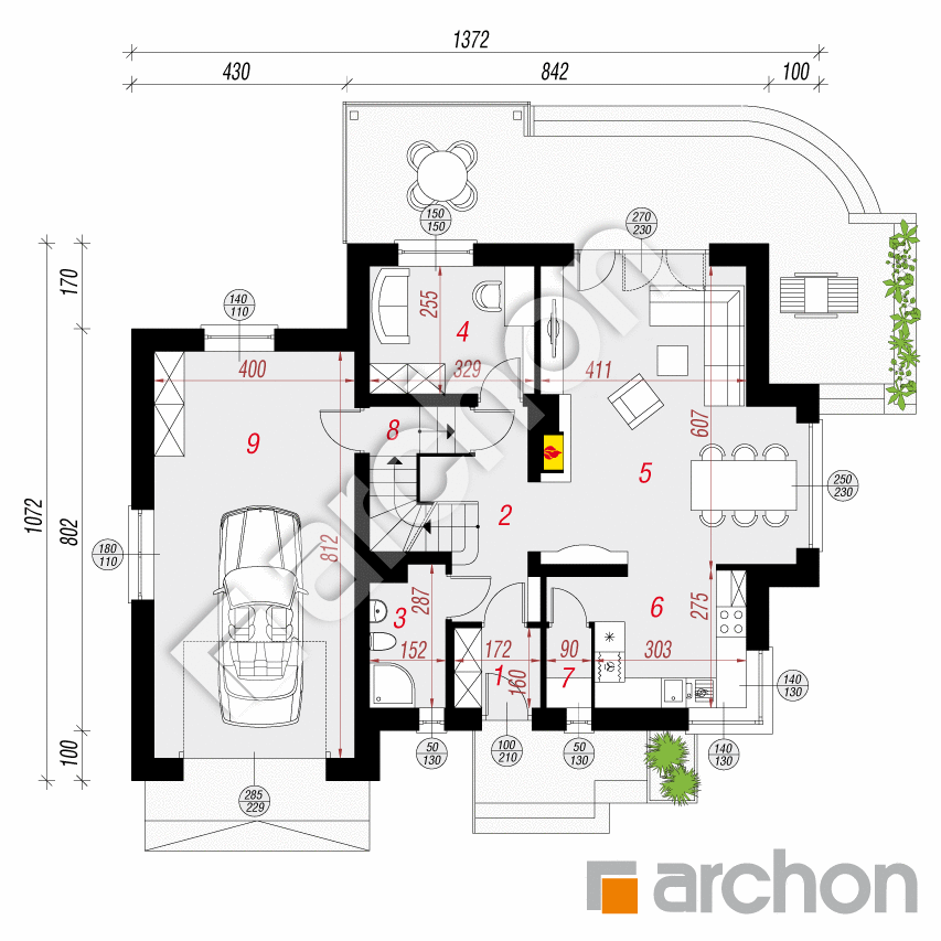 gotowy projekt Dom w tamaryszkach 4 (PN) rzut parteru