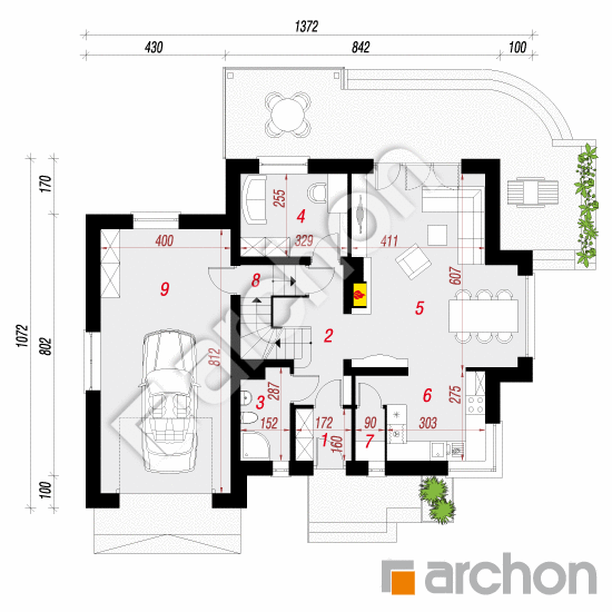 gotowy projekt Dom w tamaryszkach 4 (PN) rzut parteru