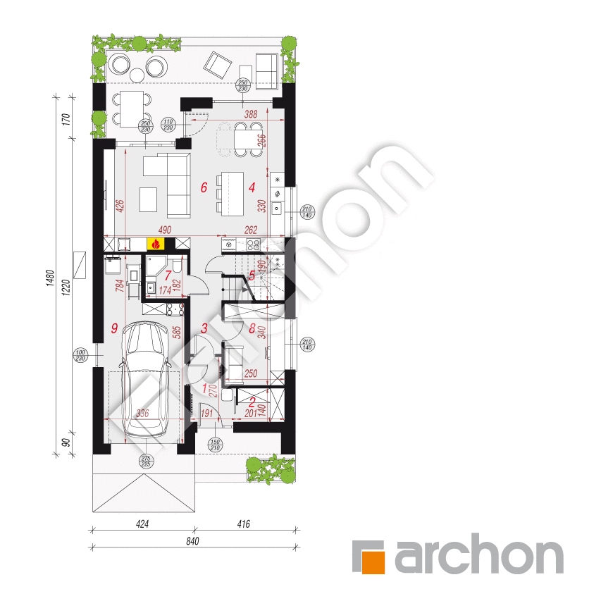 gotowy projekt Dom w arbuzach 2 (GE) OZE rzut parteru