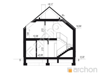 gotowy projekt Dom w arbuzach 2 (GE) OZE przekroj budynku