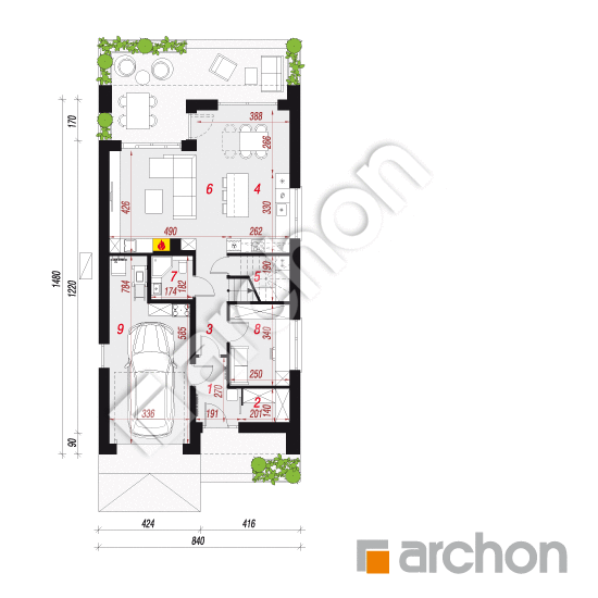 gotowy projekt Dom w arbuzach 2 (GE) OZE rzut parteru