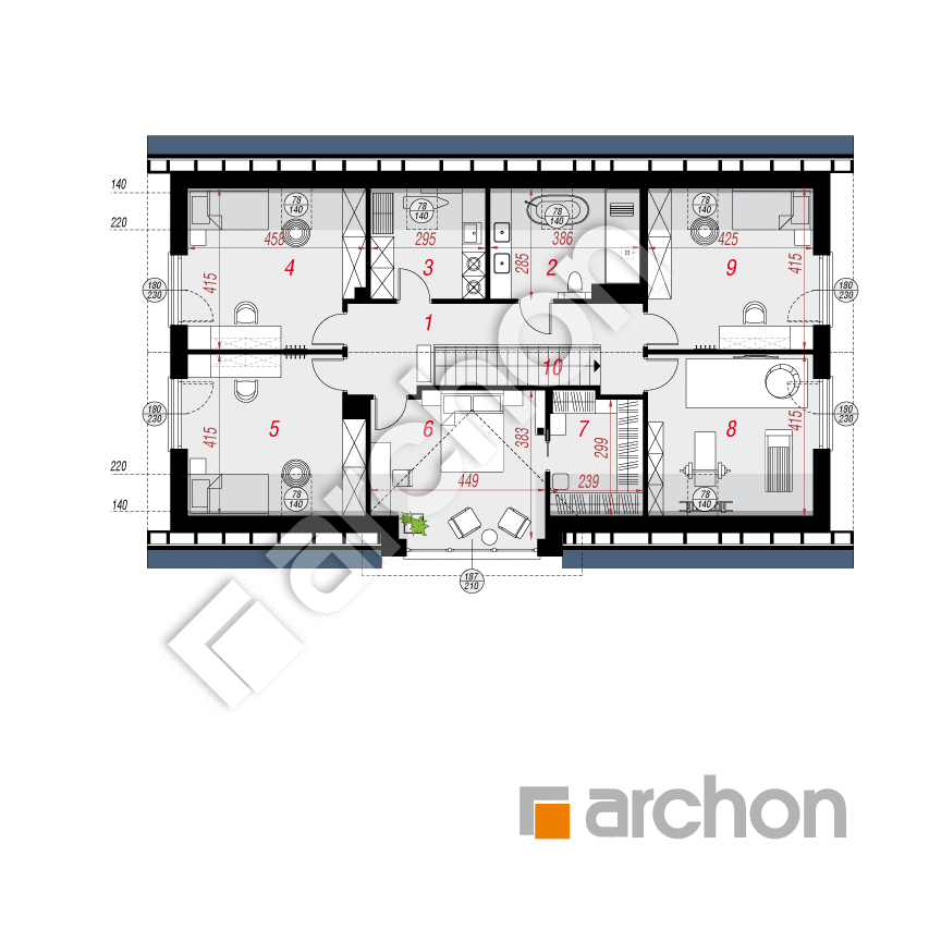 gotowy projekt Dom w balsamowcach 22 (G2E) OZE rzut poddasza