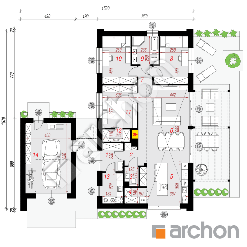 gotowy projekt Dom w mennicach (GE) rzut parteru