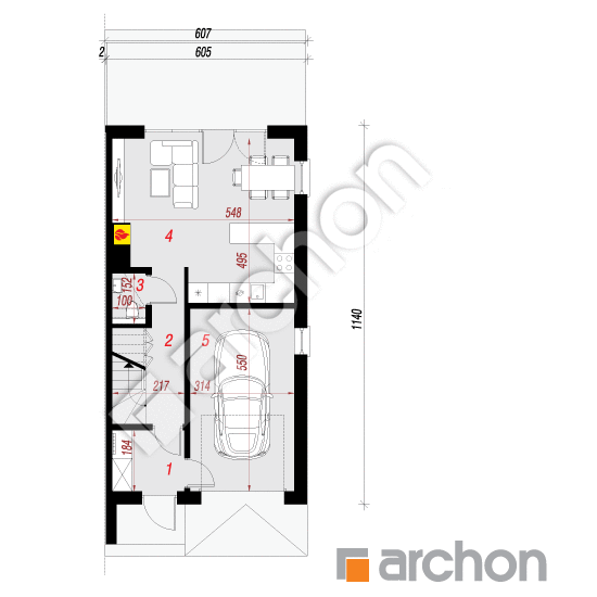 gotowy projekt Dom w riveach 6 (GB) rzut parteru
