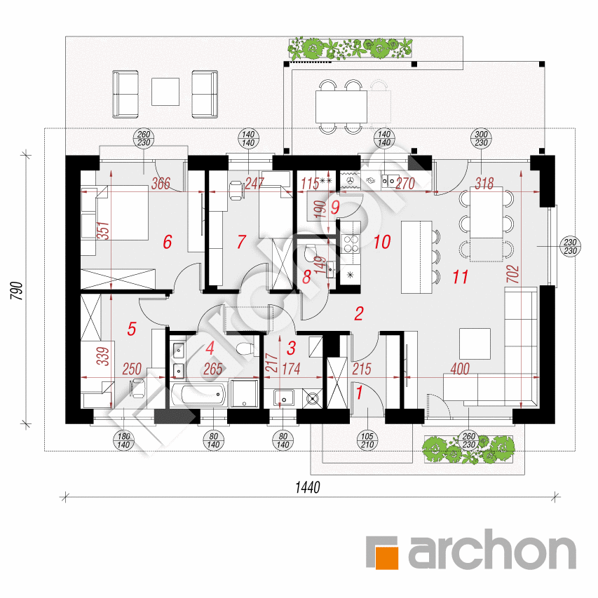 gotowy projekt Dom w kosaćcach (A) rzut parteru