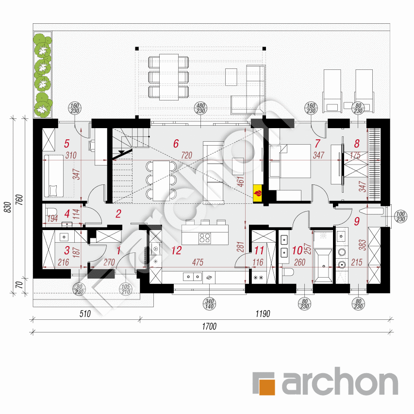 gotowy projekt Dom w modrzewiach 11 rzut parteru