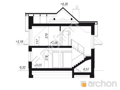 gotowy projekt Dom w majeranku (N) przekroj budynku