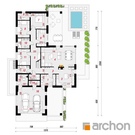 gotowy projekt Dom w araukariach 2 (G2) rzut parteru