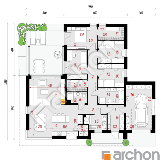 gotowy projekt Dom w piwoniach 3 (G) rzut parteru