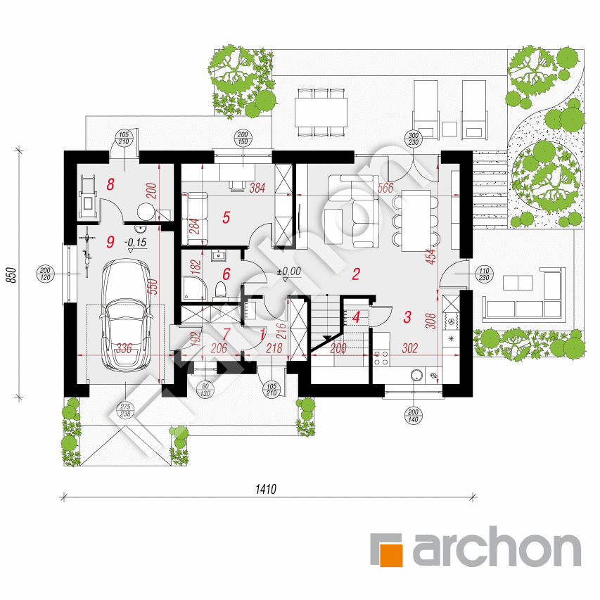 gotowy projekt Dom w malinówkach 11 (GA) rzut parteru