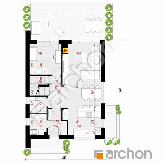 gotowy projekt Dom w szkarłatkach 3 (E) rzut parteru