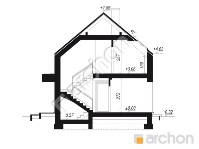 gotowy projekt Dom w szyszkowcach 12 (E) przekroj budynku