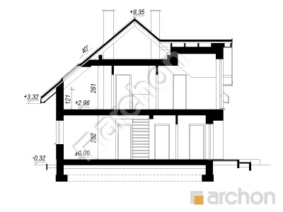 gotowy projekt Dom w balsamowcach 22 (G) przekroj budynku