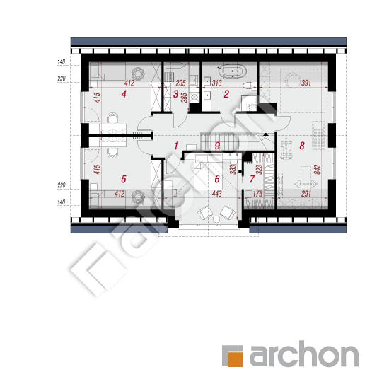 gotowy projekt Dom w balsamowcach 22 (G) rzut poddasza