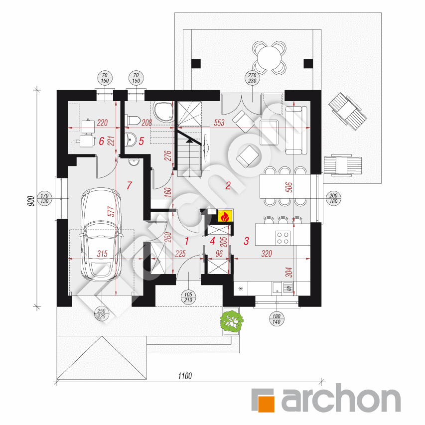 gotowy projekt Dom w jabłonkach 5 rzut parteru