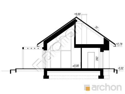 gotowy projekt Dom w kosaćcach 56 (AE) przekroj budynku