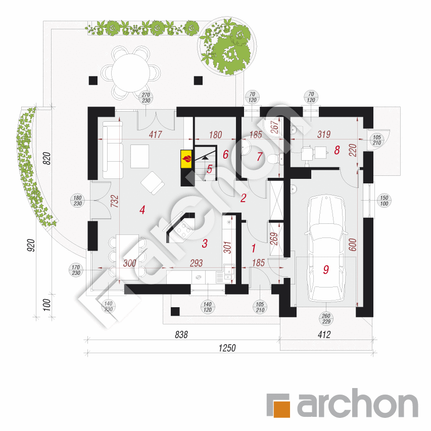 gotowy projekt Dom w wisteriach (T) rzut parteru