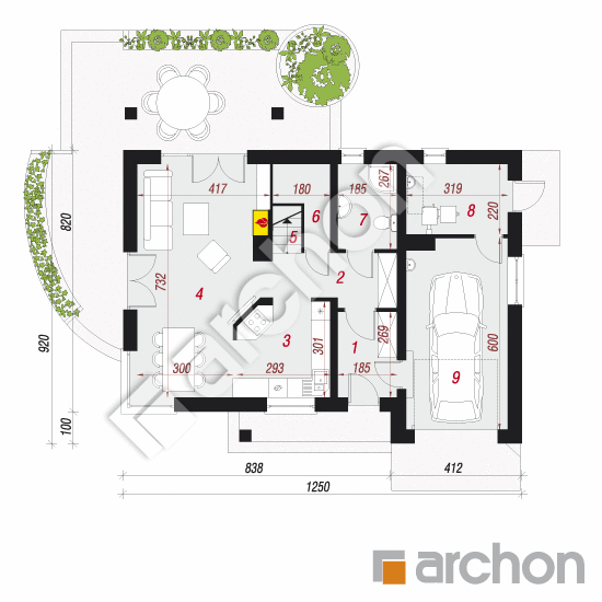 gotowy projekt Dom w wisteriach (T) rzut parteru