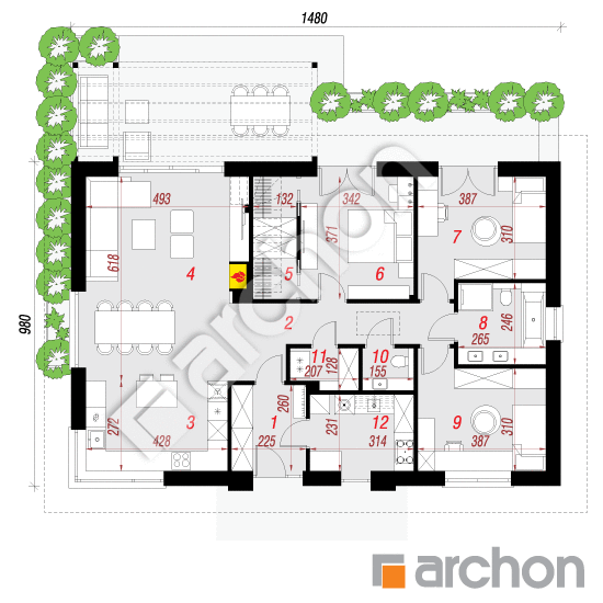gotowy projekt Dom w tymotkach 2 (E) rzut parteru