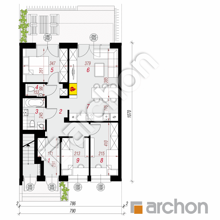 gotowy projekt Dom w bratkach 9 (R2S) rzut parteru
