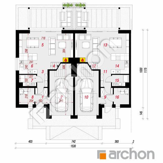 gotowy projekt Dom w narcyzach (R2B) rzut parteru
