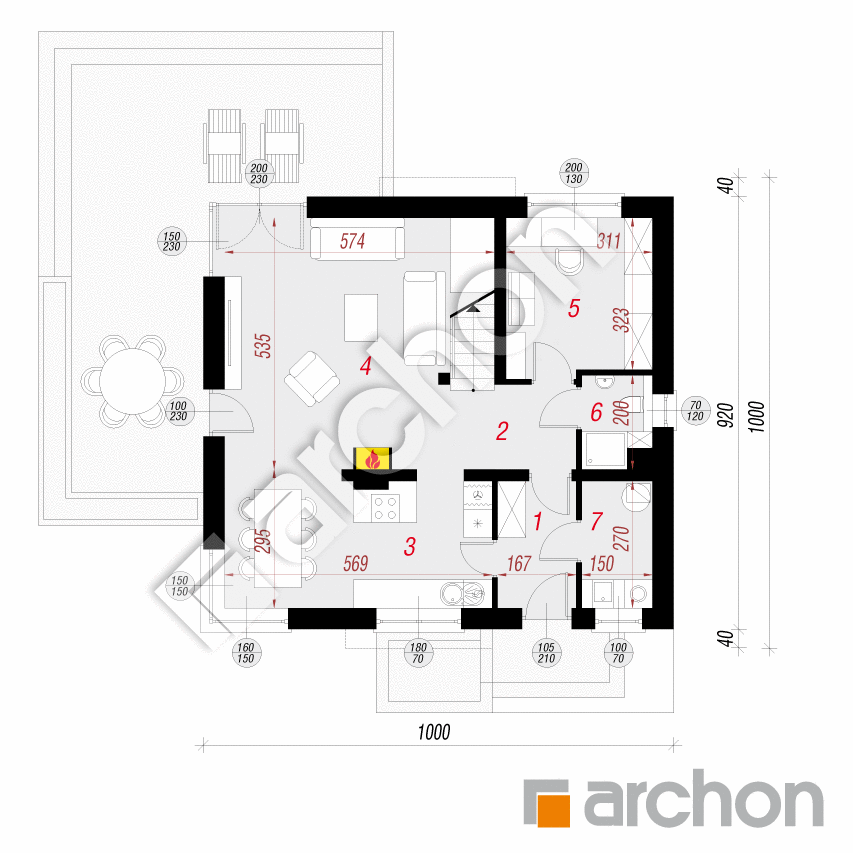 gotowy projekt Dom w amarylisach 5 (W) rzut parteru