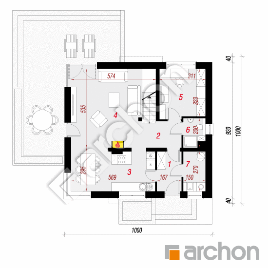 gotowy projekt Dom w amarylisach 5 (W) rzut parteru