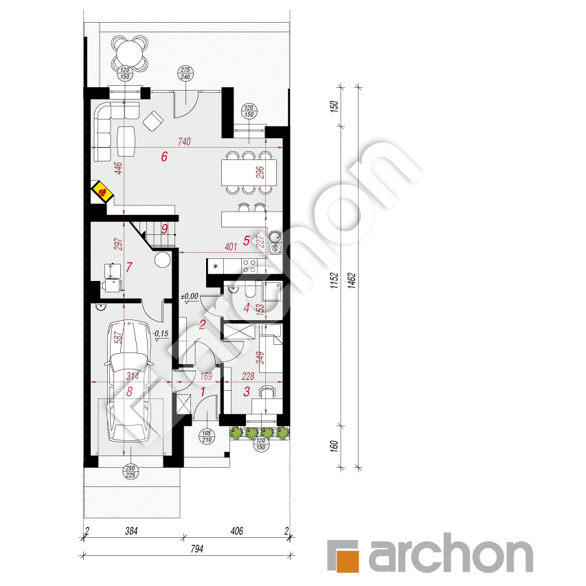 gotowy projekt Dom w klematisach 7 (S) rzut parteru