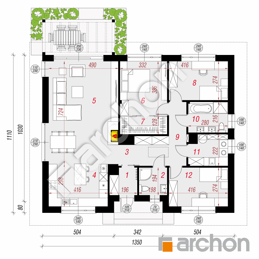 gotowy projekt Dom w santanach 3 rzut parteru