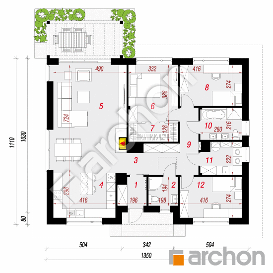 gotowy projekt Dom w santanach 3 rzut parteru