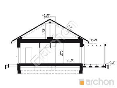 gotowy projekt Dom w kruszczykach 22 (E) OZE przekroj budynku