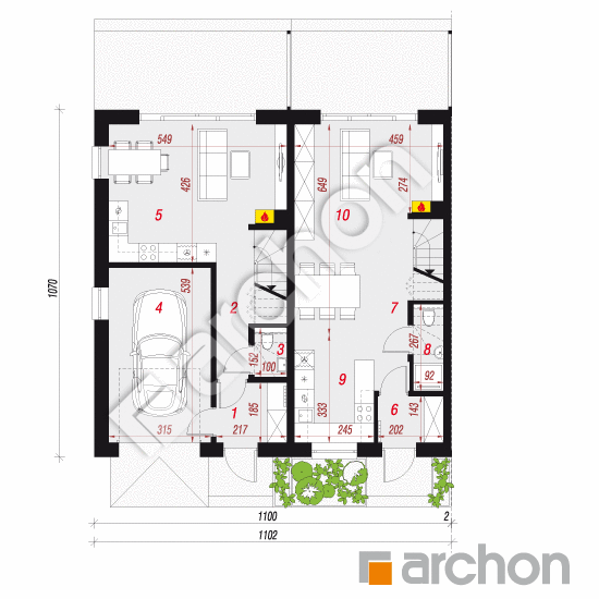 gotowy projekt Dom w riveach 17 (GR2B) rzut parteru