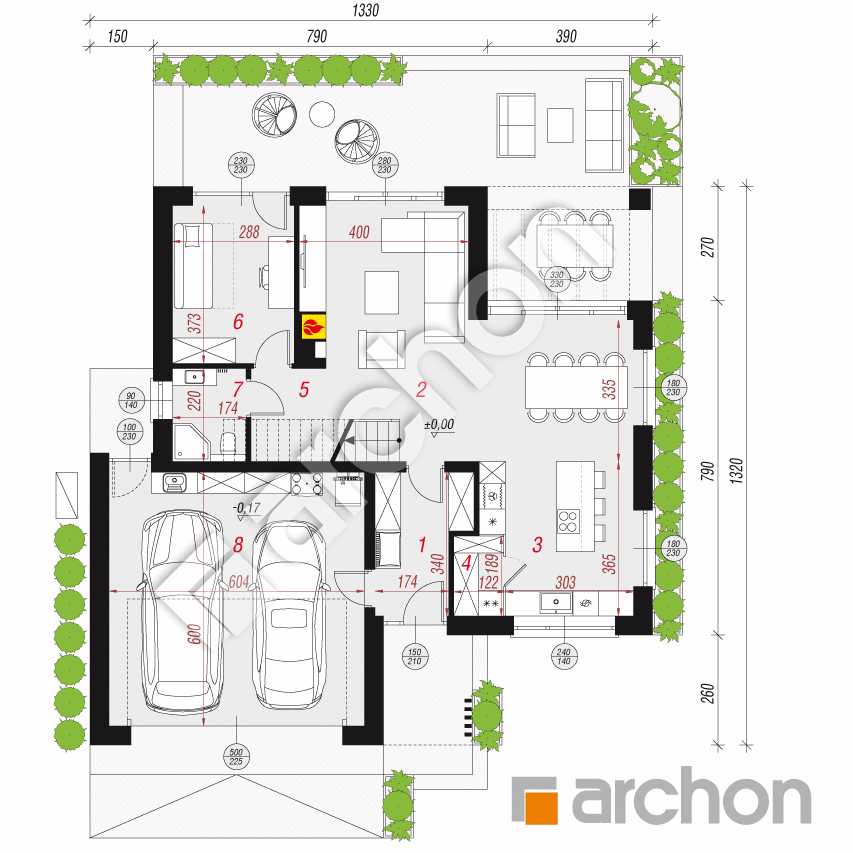 gotowy projekt Dom w aromach 6 (G2E) OZE rzut parteru