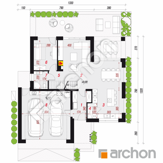 gotowy projekt Dom w aromach 6 (G2E) OZE rzut parteru