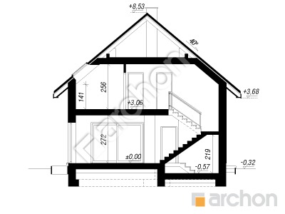 gotowy projekt Dom w anyżku 7 (E) OZE przekroj budynku