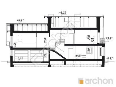 gotowy projekt Dom w rododendronach 18 (G2T) przekroj budynku