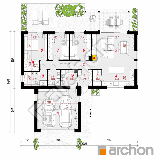 gotowy projekt Dom w rarytasach 7 (G2E) rzut parteru