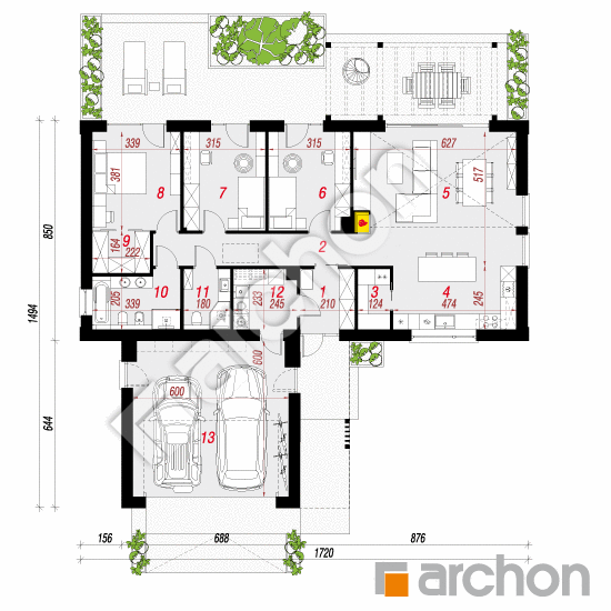 gotowy projekt Dom w rarytasach 7 (G2E) rzut parteru