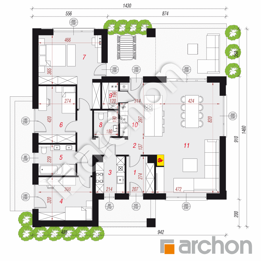 gotowy projekt Dom w marunach (E) rzut parteru