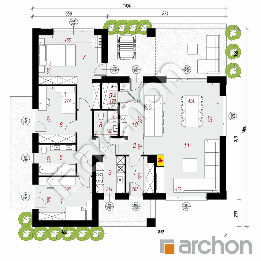 gotowy projekt Dom w marunach (E) rzut parteru