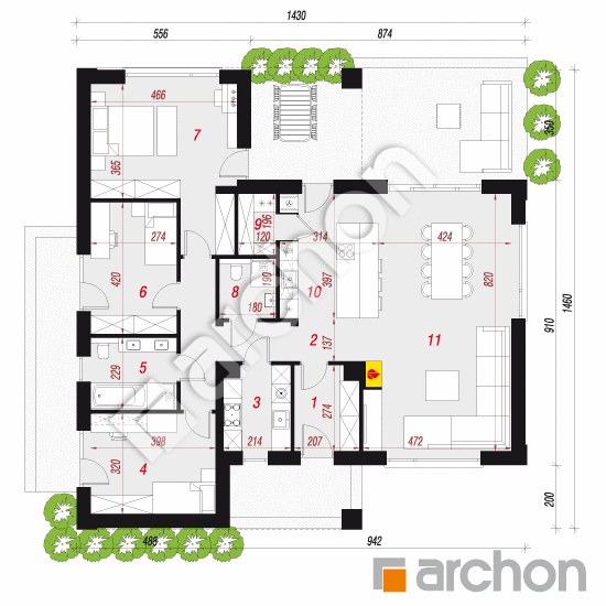 gotowy projekt Dom w marunach (E) rzut parteru