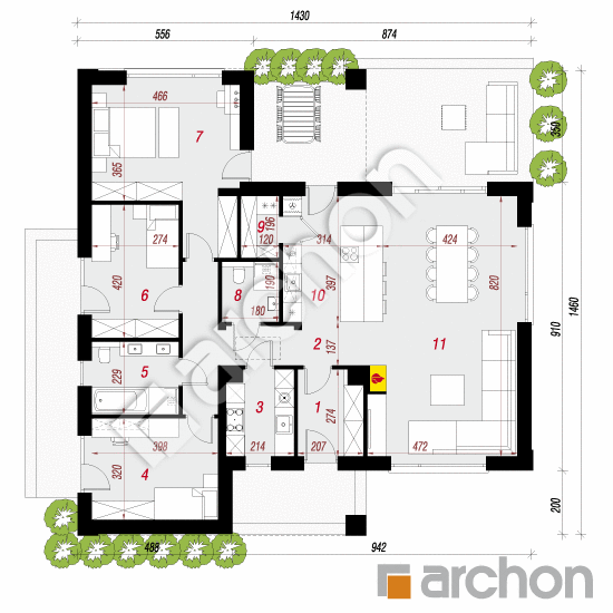 gotowy projekt Dom w marunach (E) rzut parteru