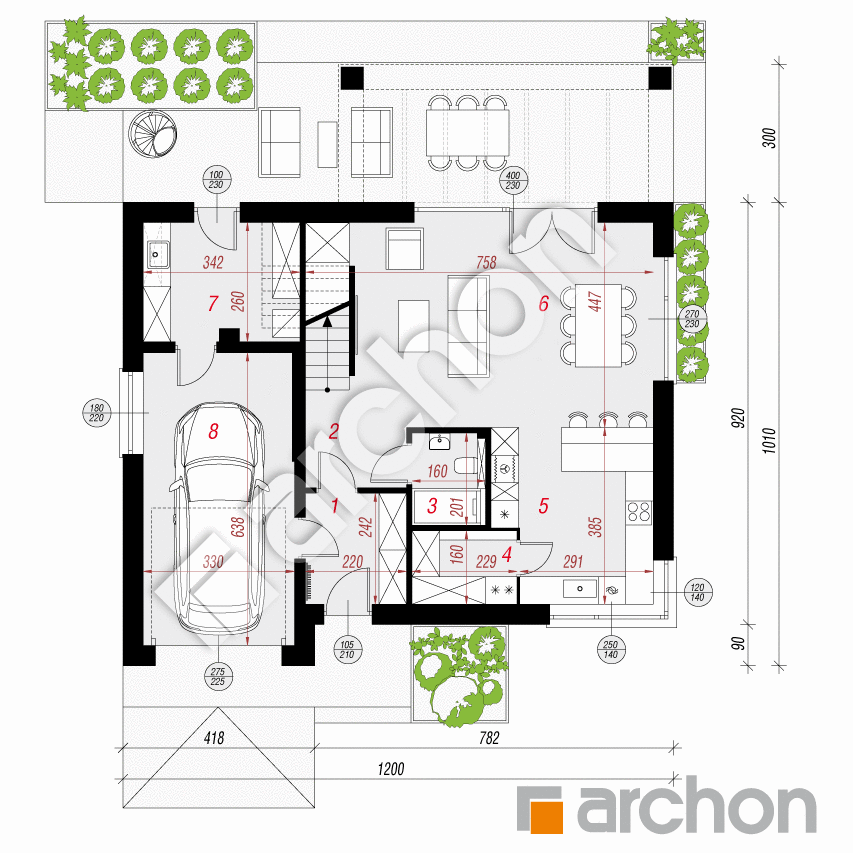 gotowy projekt Dom we frezjach 4 (G) rzut parteru