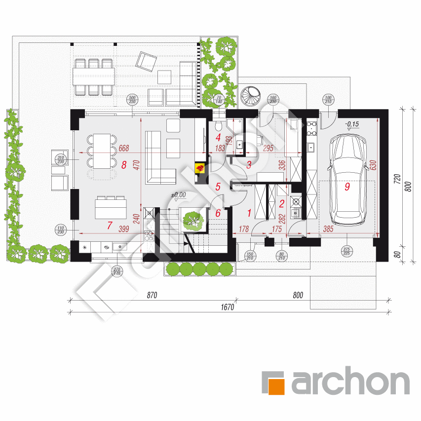 gotowy projekt Dom w kellerisach 4 (GE) rzut parteru