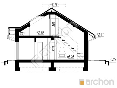 gotowy projekt Dom w jagodach (PD) przekroj budynku