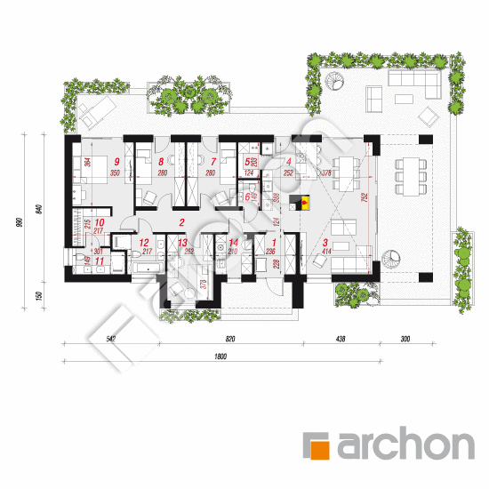 gotowy projekt Dom w anemonach 2 rzut parteru