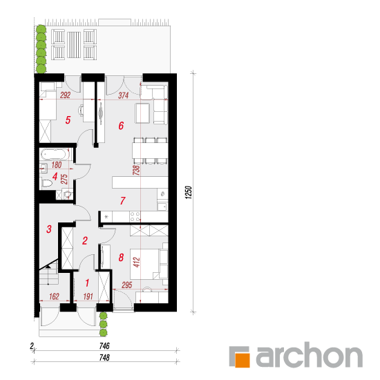 gotowy projekt Dom w bratkach 2 (R2B) rzut parteru