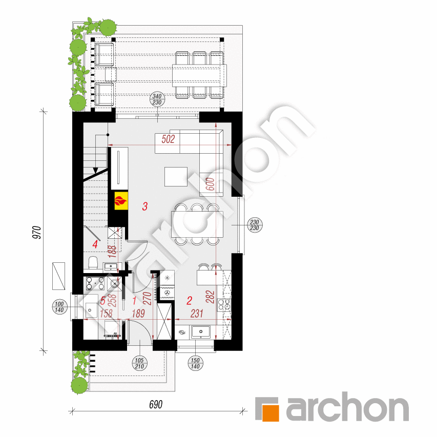 gotowy projekt Dom w enkiantach (E) OZE rzut parteru