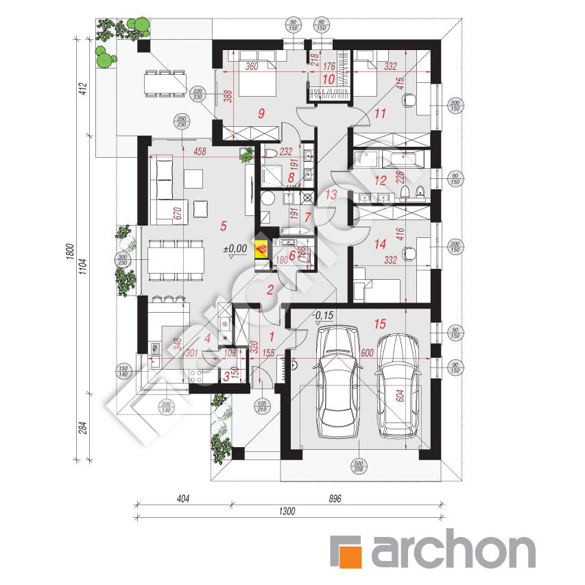 gotowy projekt Dom w jonagoldach 8 (G2) rzut parteru